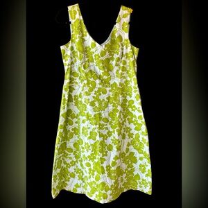 Garnet Hill Lime Floral Midi Dress